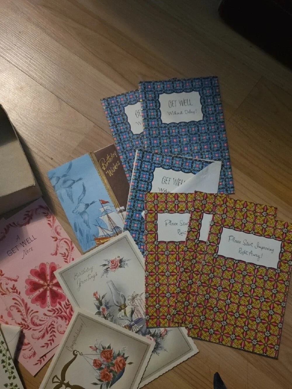 Nationally Famous 'Get Well' Assortment Blue Floral 13 Unused Greeting Cards